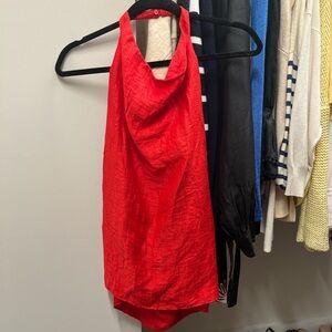 Massimo Dutti Open Back Halter Red Top 🔥